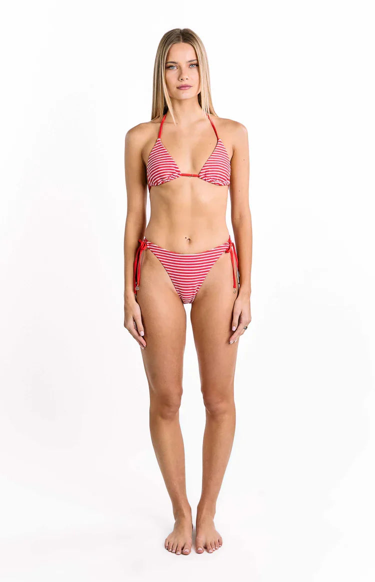 9.0 Swim Wave Red Stripe Tie Bikini Bottoms