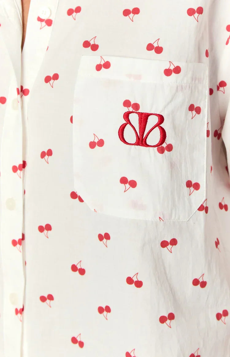 Alexea Cherry Print Pajama Shirt