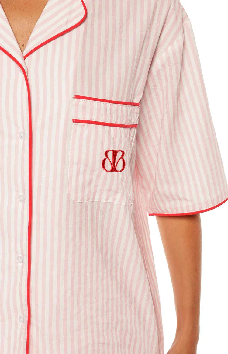 Alexea Pink Stripe Pajama Shirt
