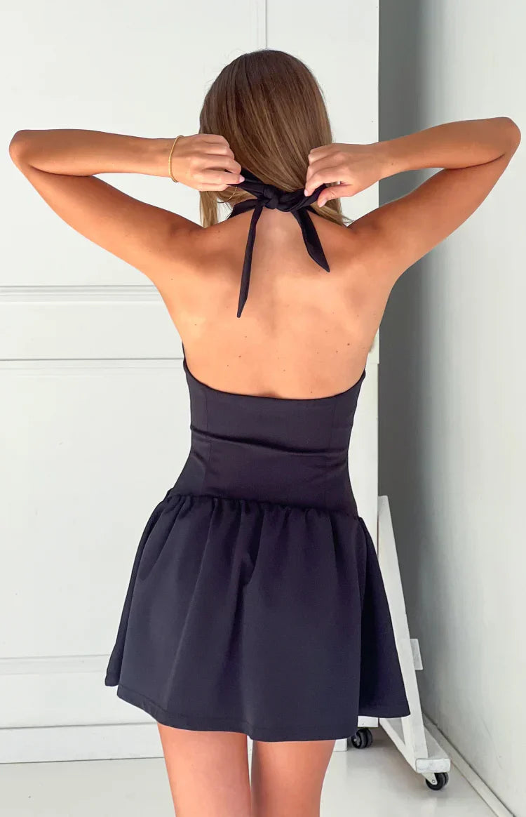 Alice Black Halter Neck Mini Dress