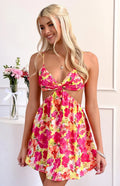 Amorgos Yellow Floral Pop Mini Dress