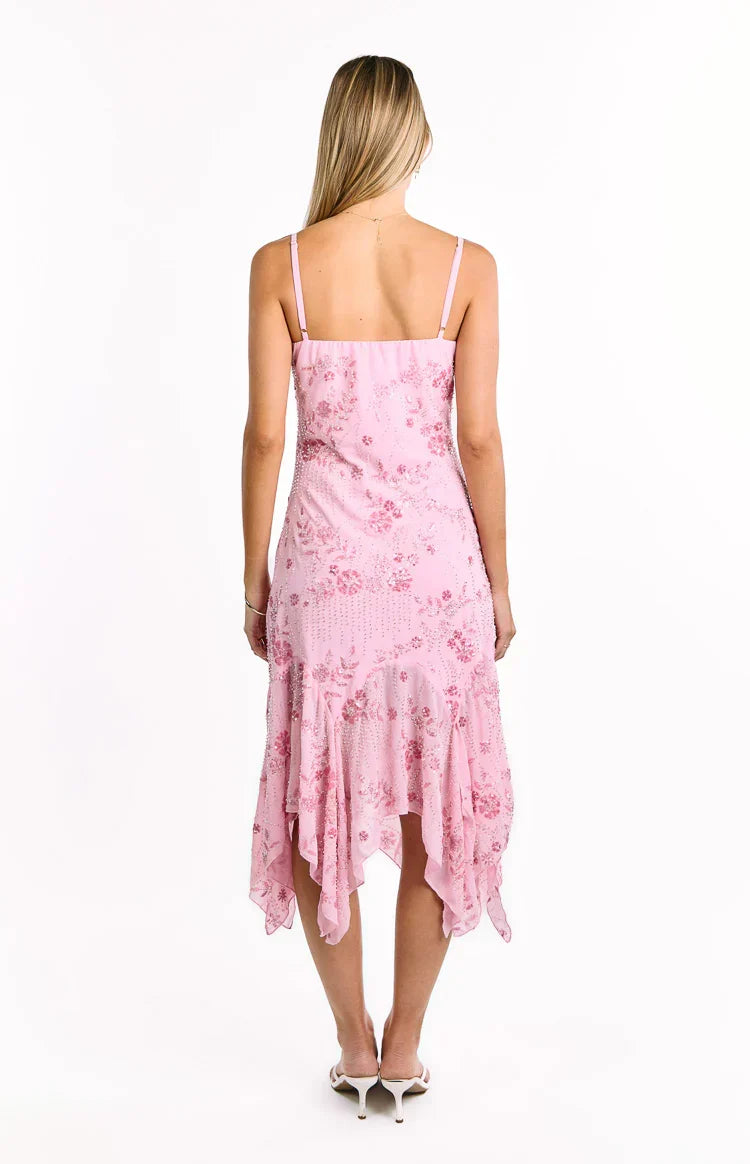 Another World Pink Sequin Midi Dress