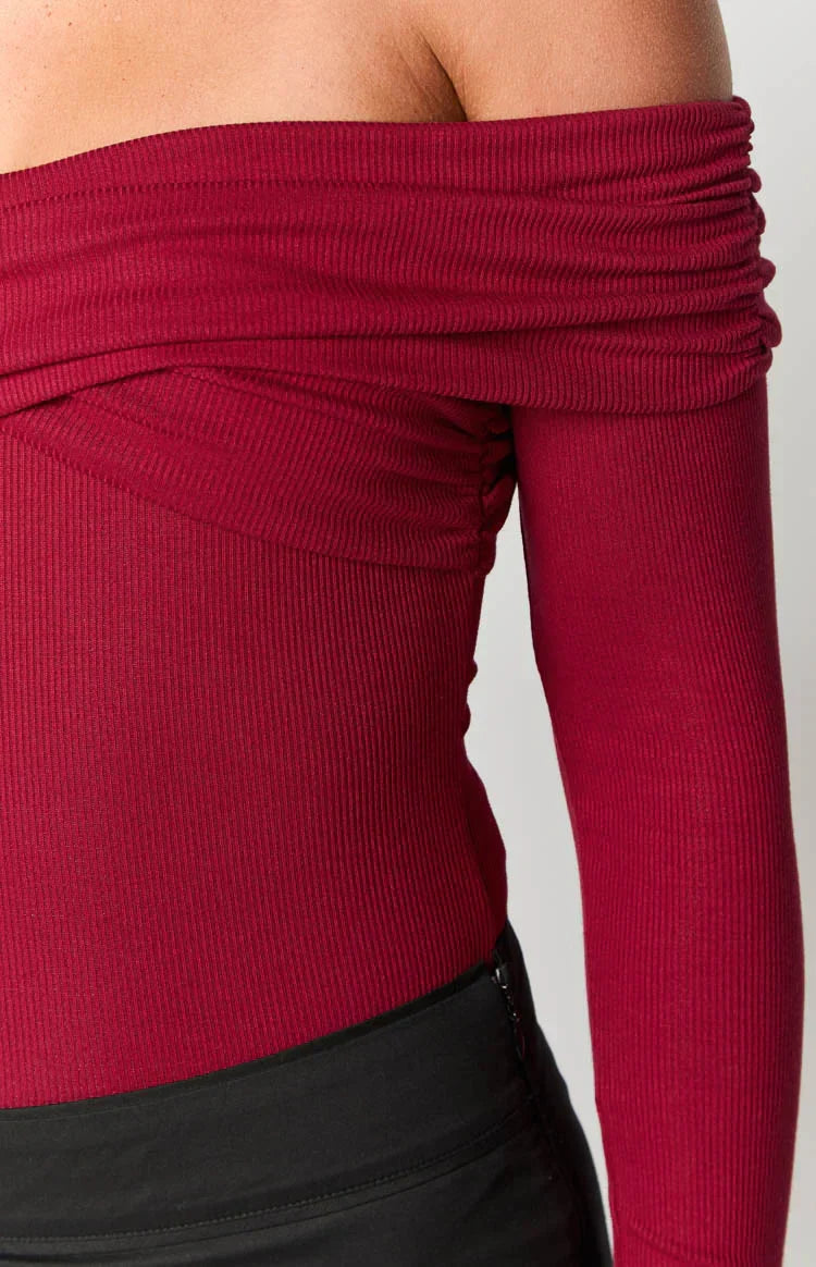 Ari Red Off Shoulder Bodysuit