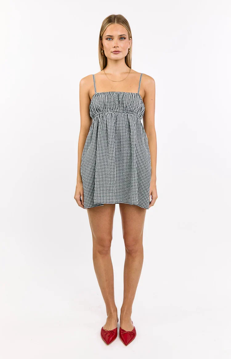 Avara Black Gingham Mini Dress