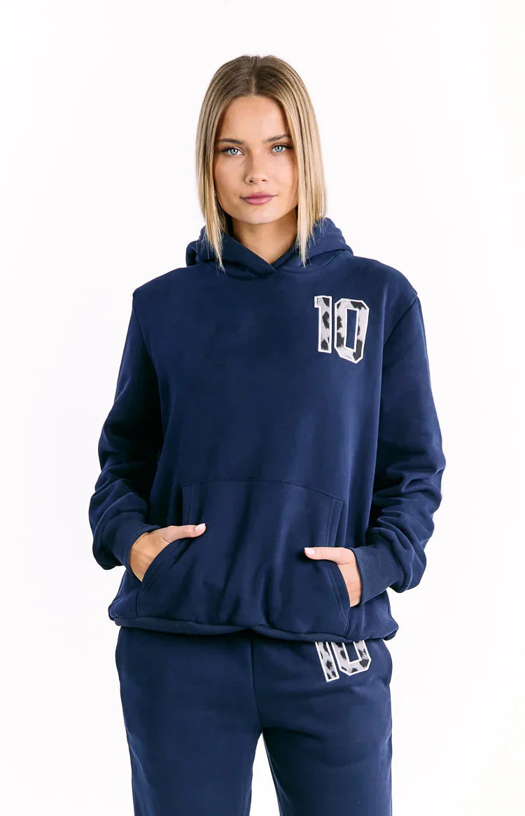 Beginning Navy Leopard Star Hoodie