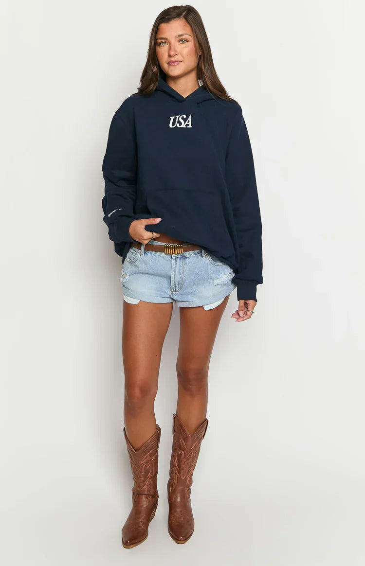 Beginning Navy USA Hoodie