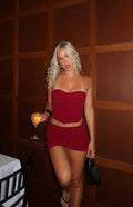 Bellah Burgundy Wrap Mini Skirt