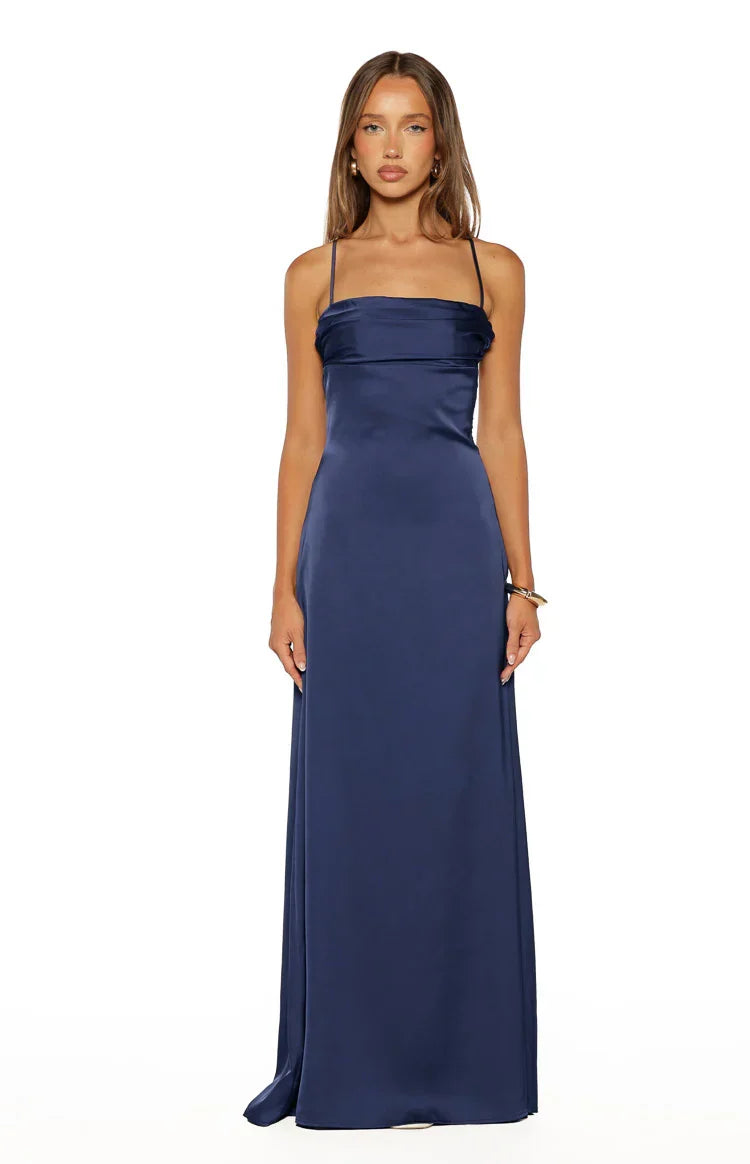 Blaise Navy Satin Prom Dress