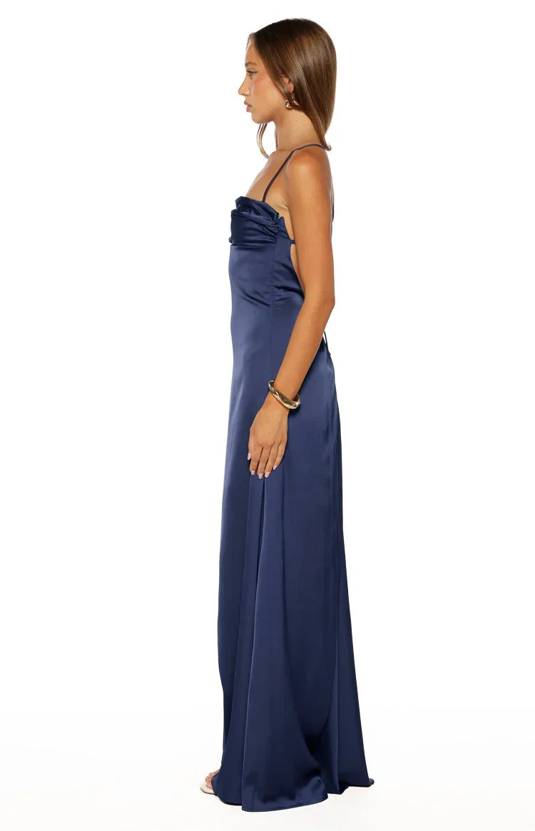 Blaise Navy Satin Prom Dress