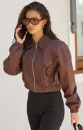 Bobbi Chocolate Collar Bomber Jacket