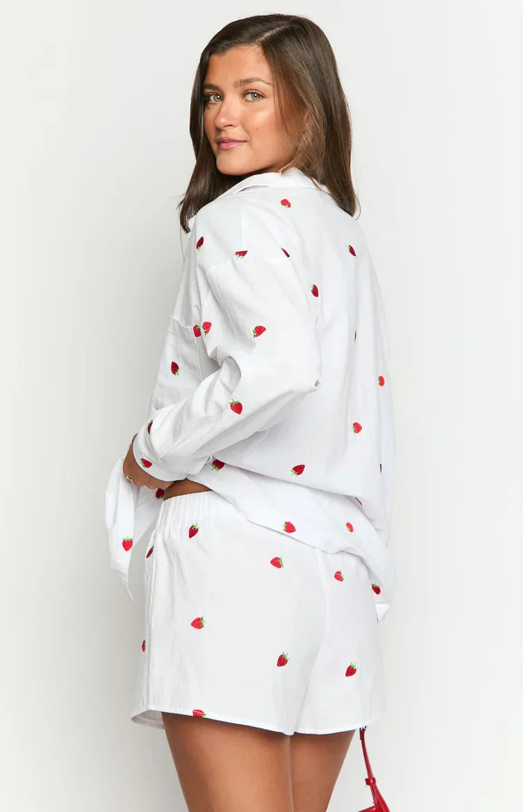 Brad White Strawberry Embroidered Boxer Shorts