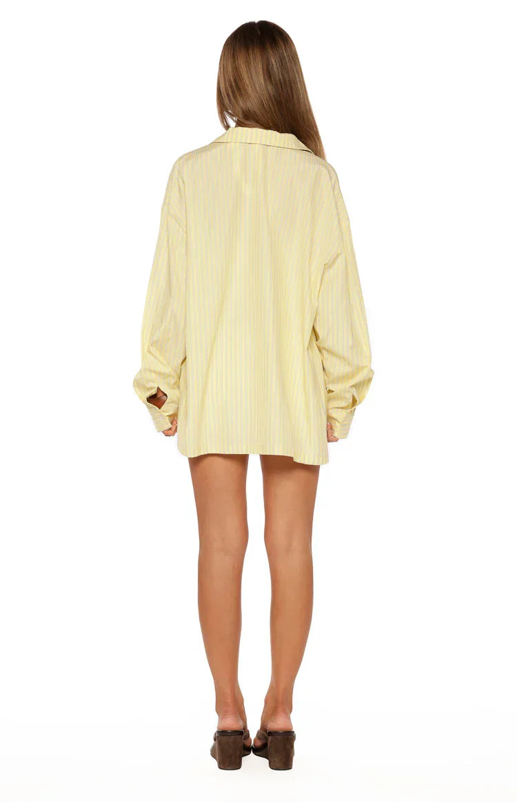 James Yellow Stripe Button up Long Sleeve Shirt