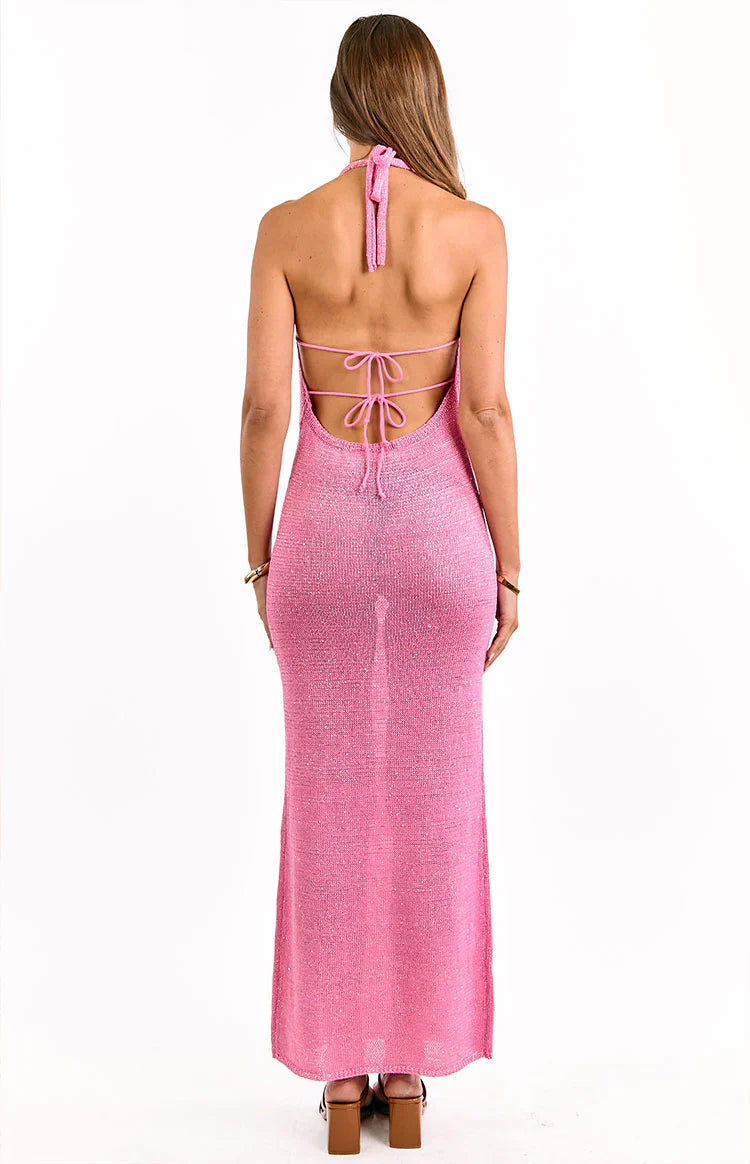 Charlette Pink Knit Maxi Dress