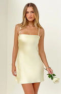 Chelsea Yellow Satin Mini Dress