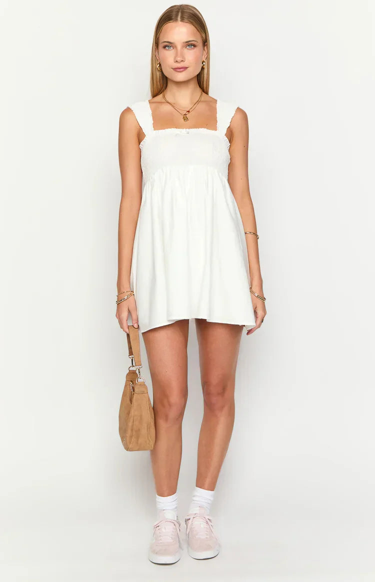 Dekoda White Cap Sleeve Mini Dress