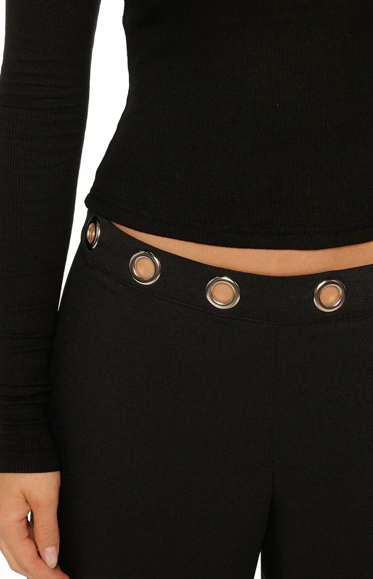 Devotion Black Eyelet Straight Leg Pants
