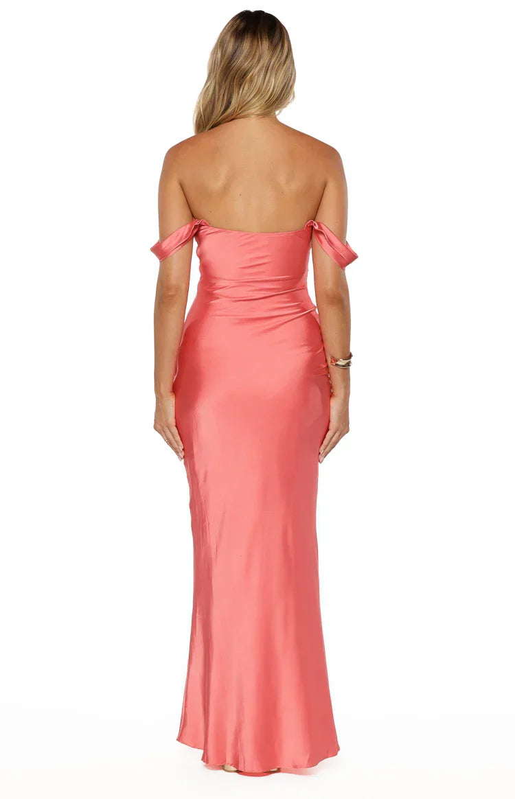 Ella Pink Off Shoulder Prom Dress