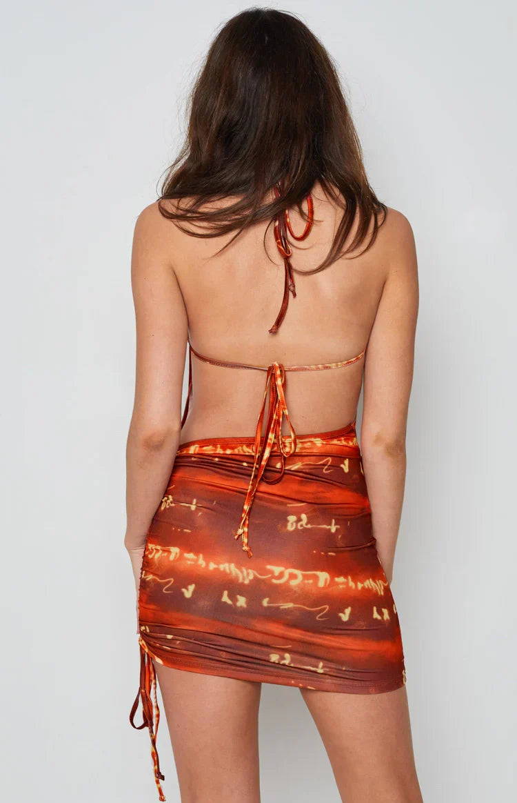 Elysha Halter Mini Dress Red