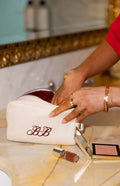 Glow Time White Embroidered Makeup Bag