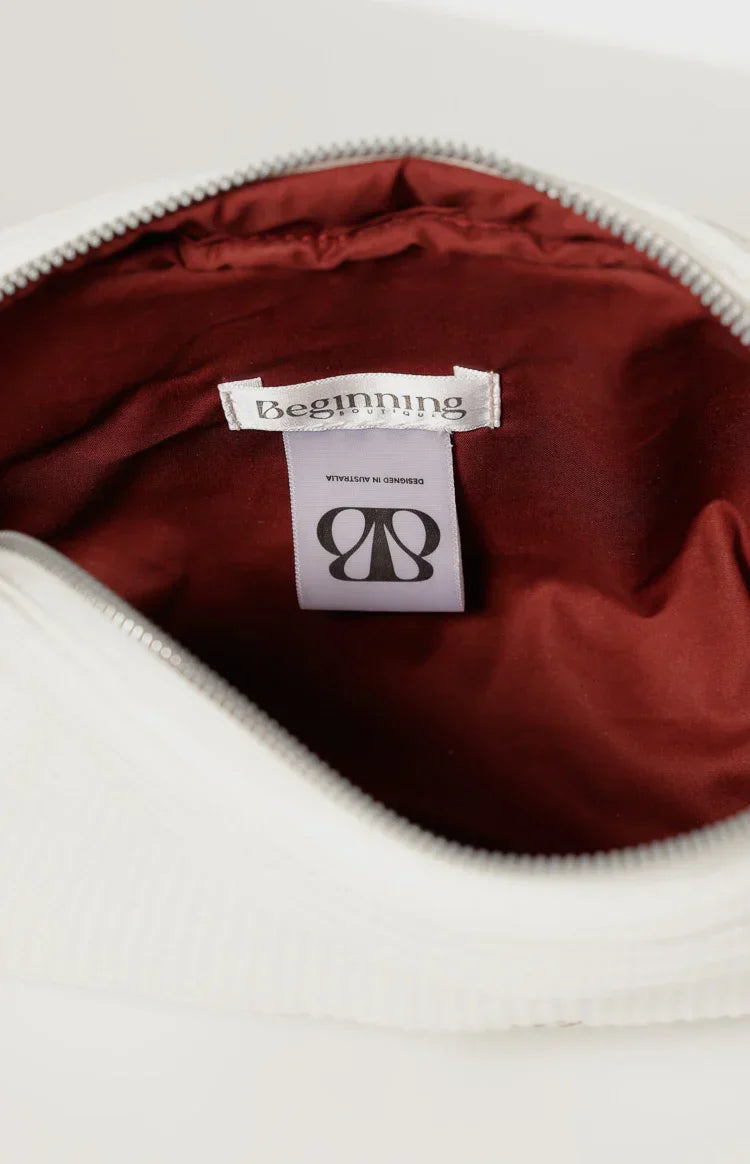 Glow Time White Embroidered Makeup Bag