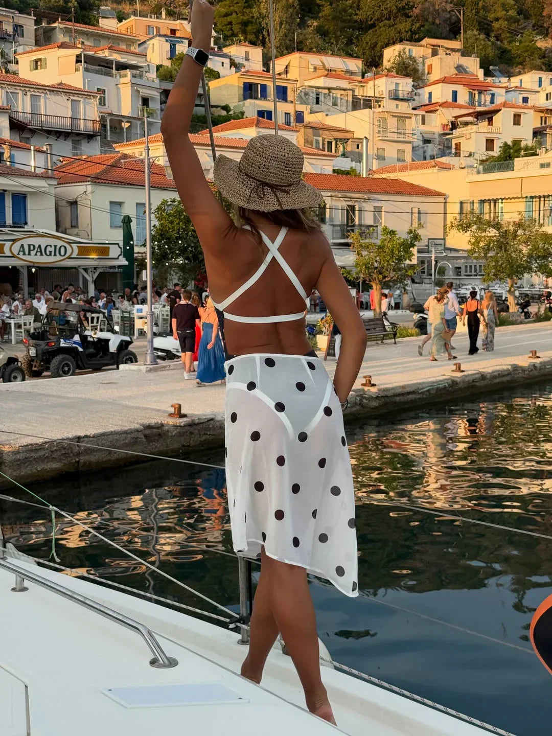 Jordan White Polka Dot Sheer Midi Skirt