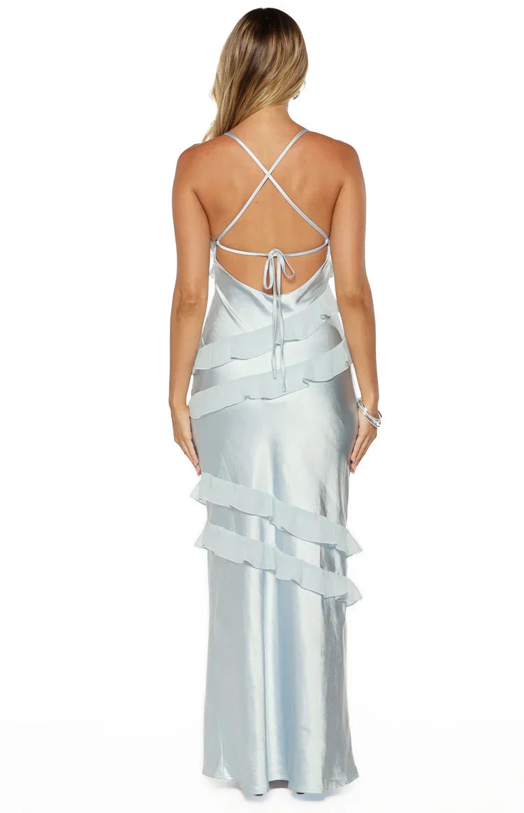 Inara Blue Ruffle Prom Dress
