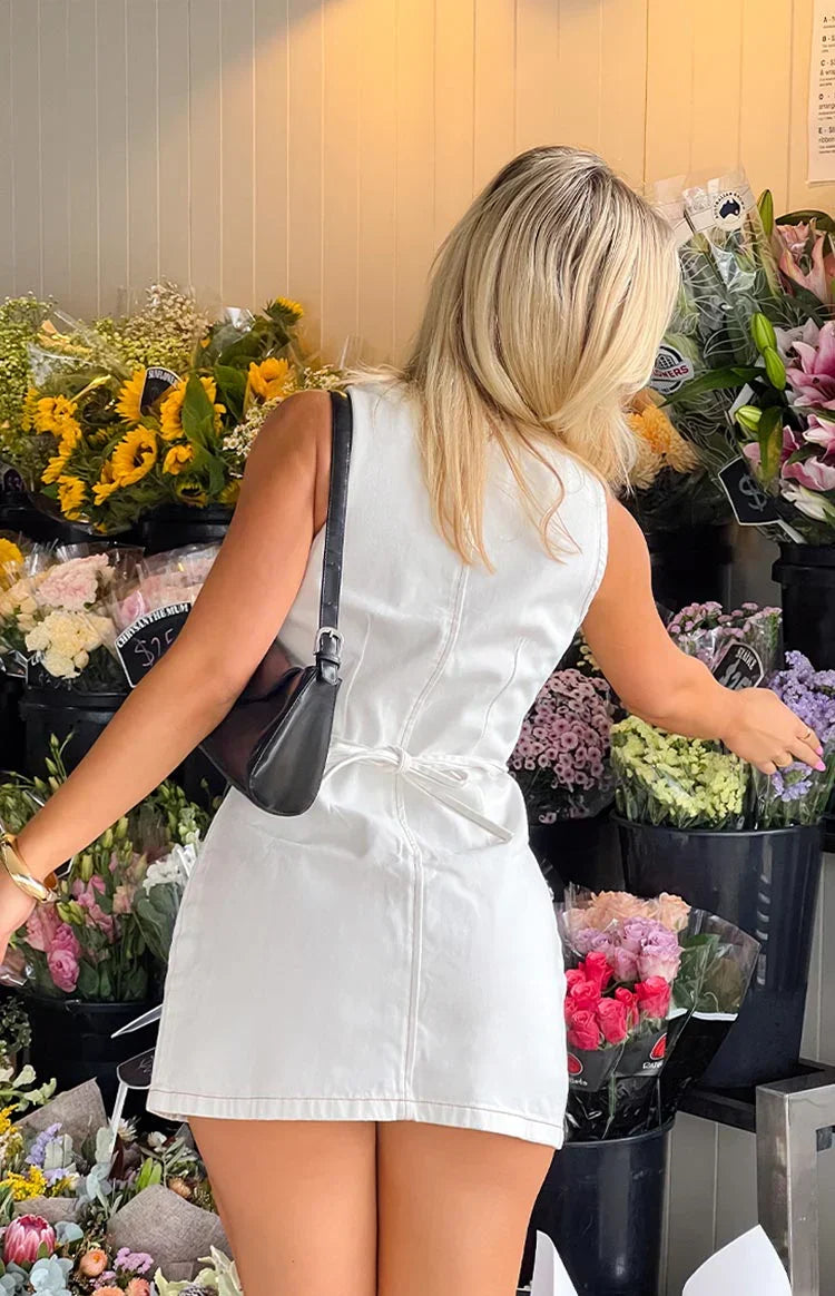 Isla White Wash Denim Mini Dress