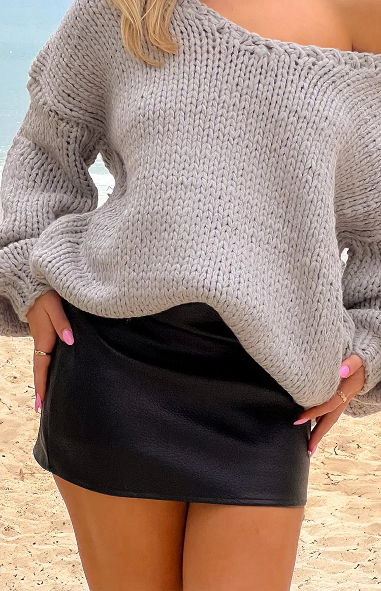 Jaimee Black PU Pebbled Mini Skirt