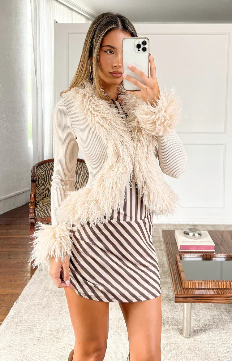 Jane Brown Stripe Halter Mini Dress