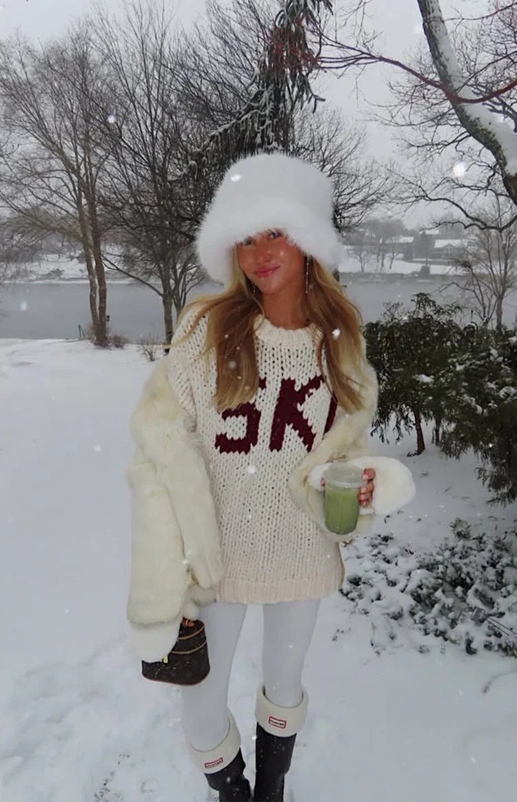 Jasmine Ski Cream Jacquard Chunky Knit Sweater