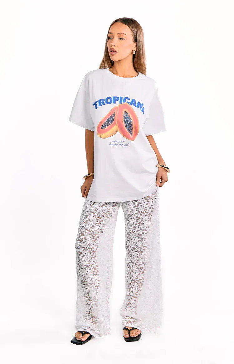 Jev White Lace Pants