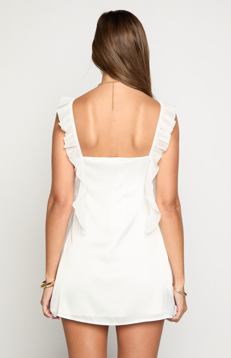 Joyce White Satin Mini Dress