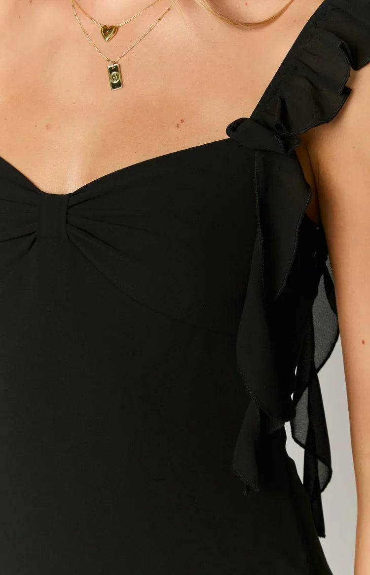 Joyce Black Chiffon Mini Dress