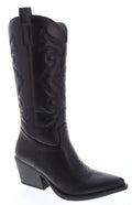 Kelly Black PU Cowboy Boots