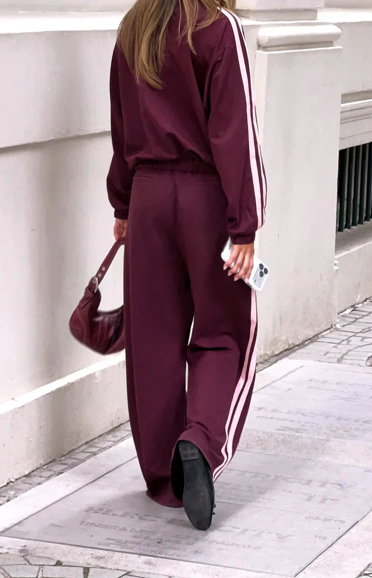 Kosie Burgundy and Pink Stripe Track Pants