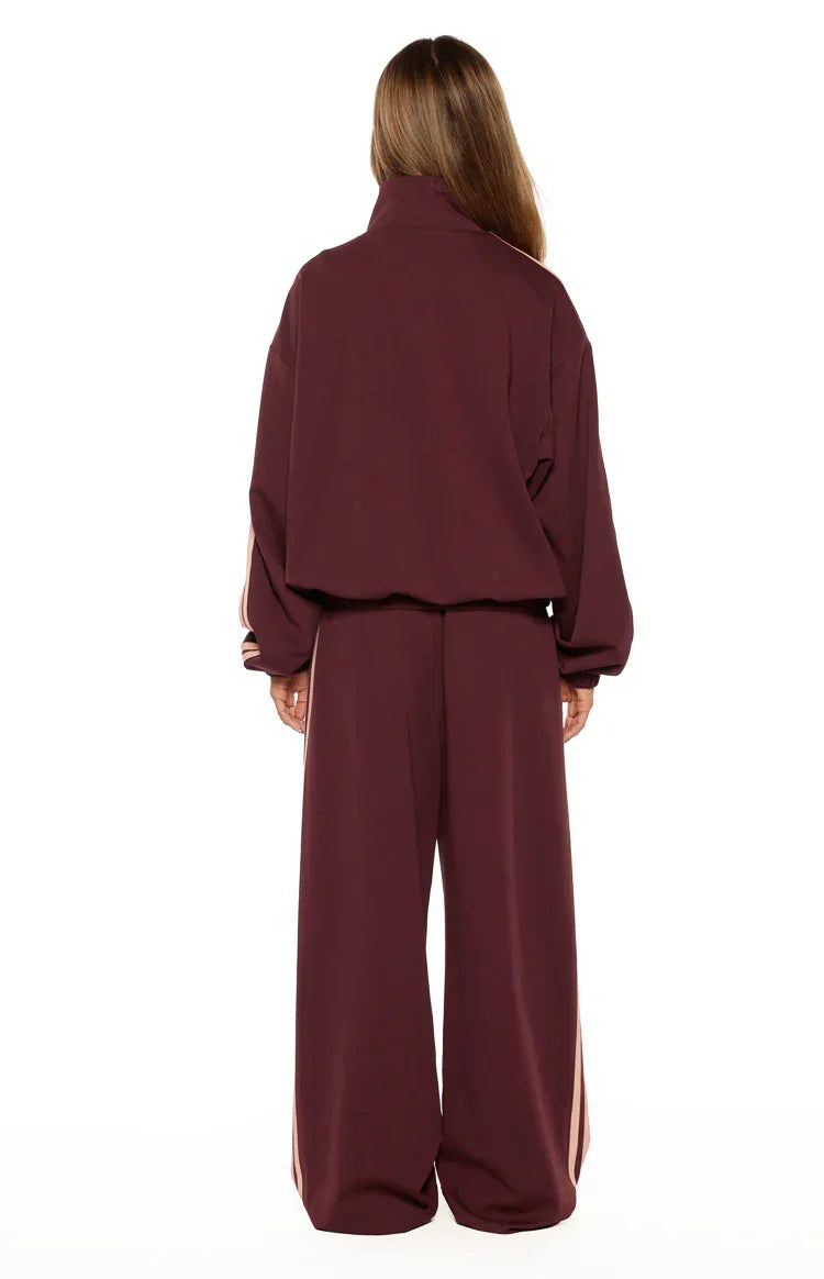 Kosie Burgundy and Pink Stripe Track Pants