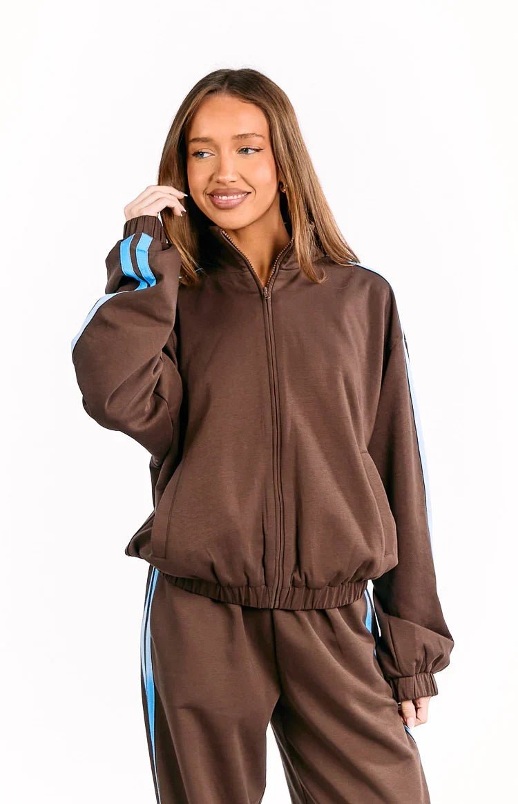 Kosie Chocolate And Blue Stripe Jacket