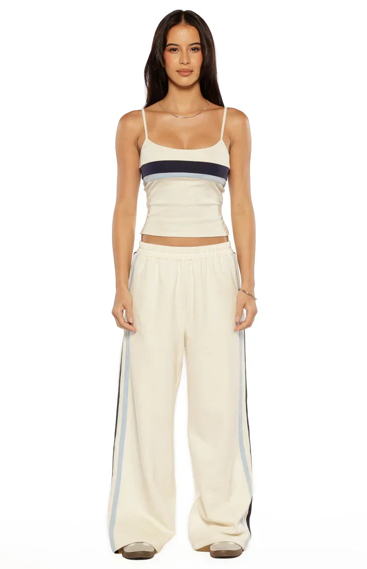 Leya White Contrast Stripe Singlet