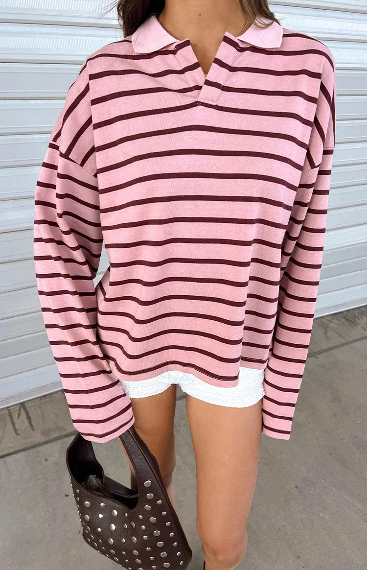 Lioness Rebels Jersey Burgundy Blush Stripe