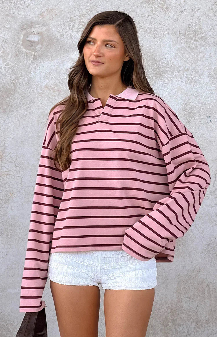 Lioness Rebels Jersey Burgundy Blush Stripe