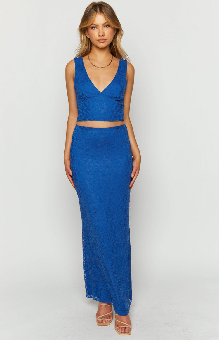 Mimosa Blue Lace Crop Top