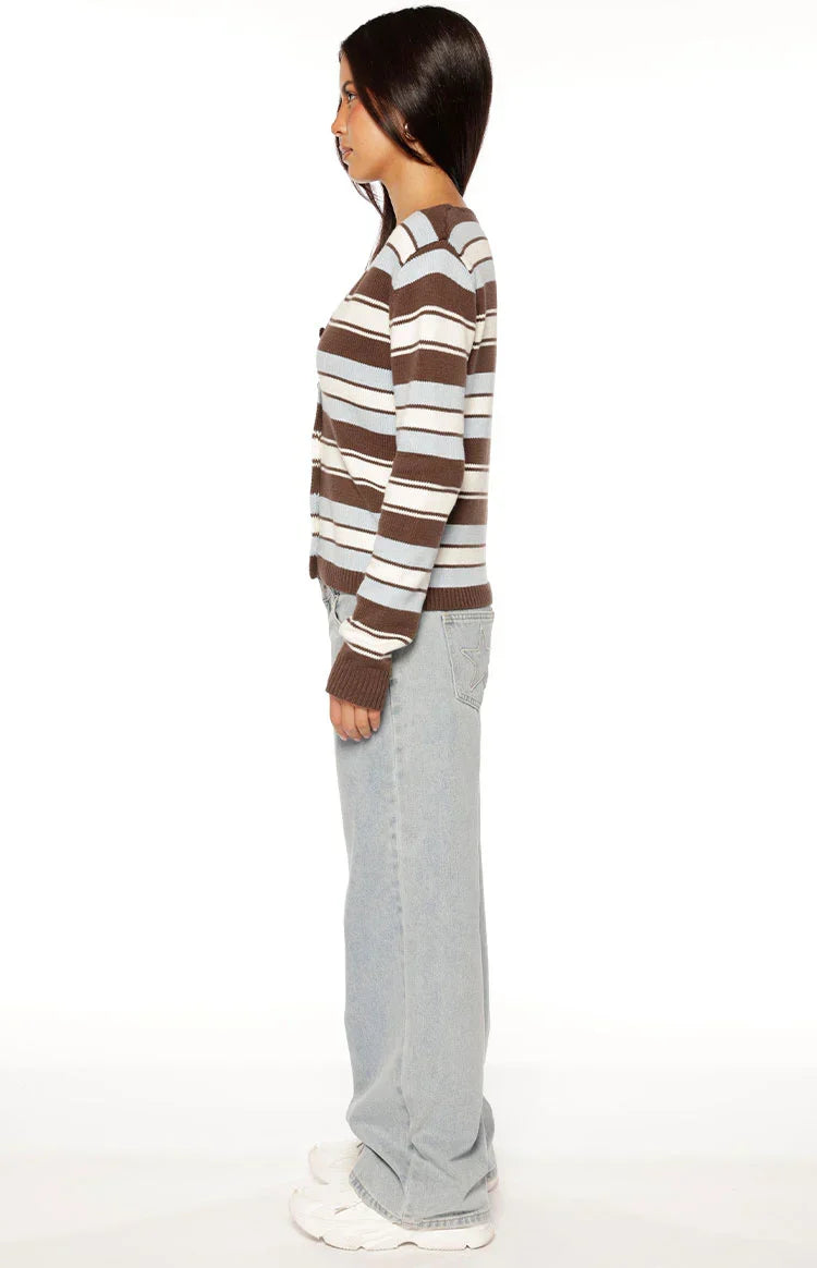 Misha Brown and Blue Stripe Button Down Cardigan