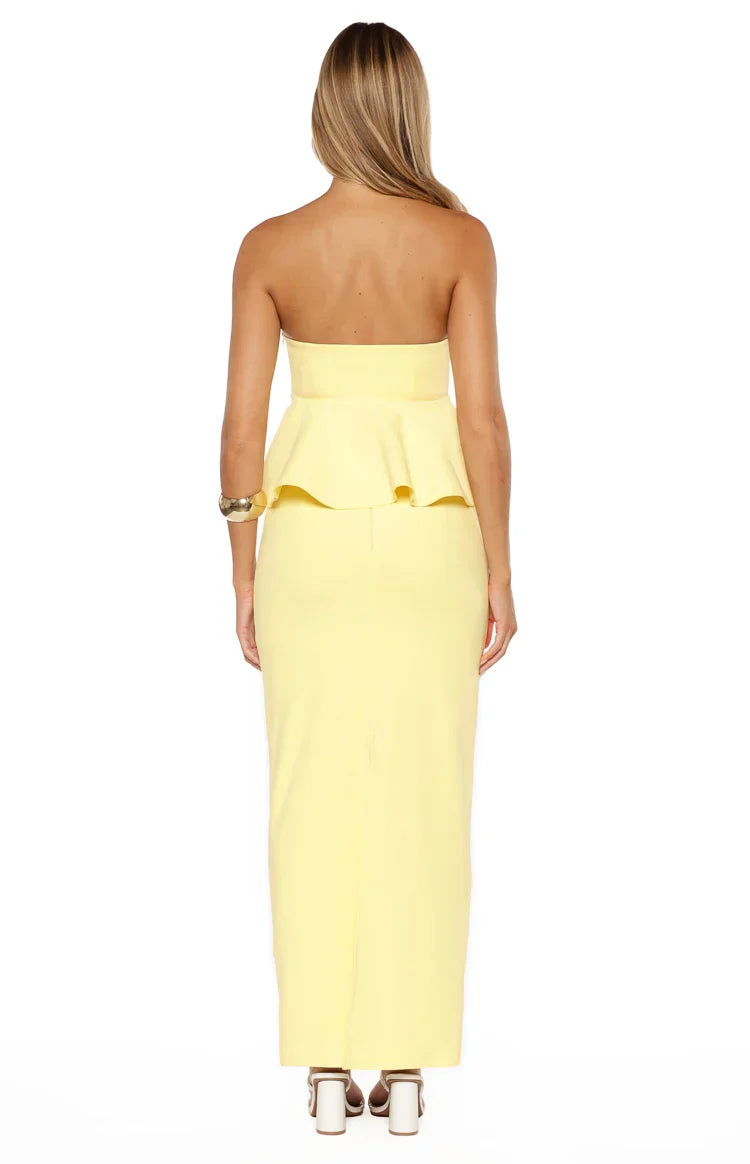 Olina Yellow Crepe Maxi Skirt