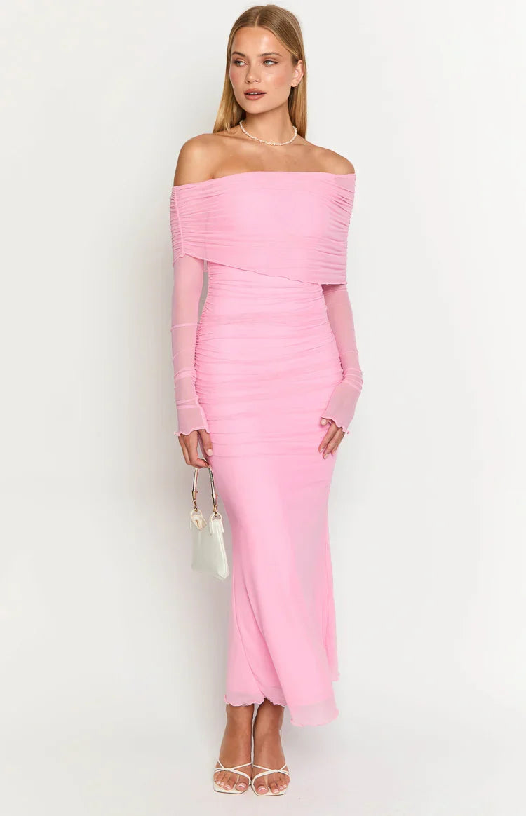 Opal Pink Long Sleeve Maxi Dress