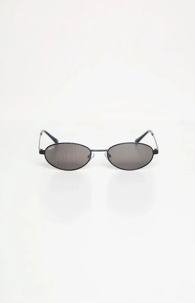Otra Eyewear Rosie Black Oval Sunglasses