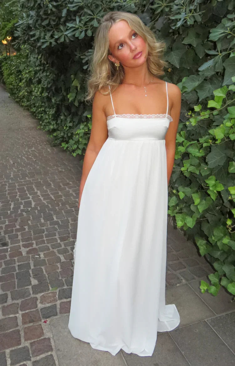 Patsy White Satin Maxi Dress
