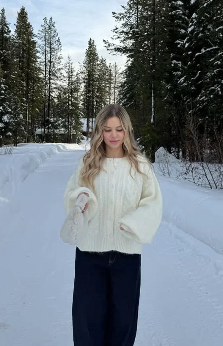 Percy Cream Cable Knit Cardigan