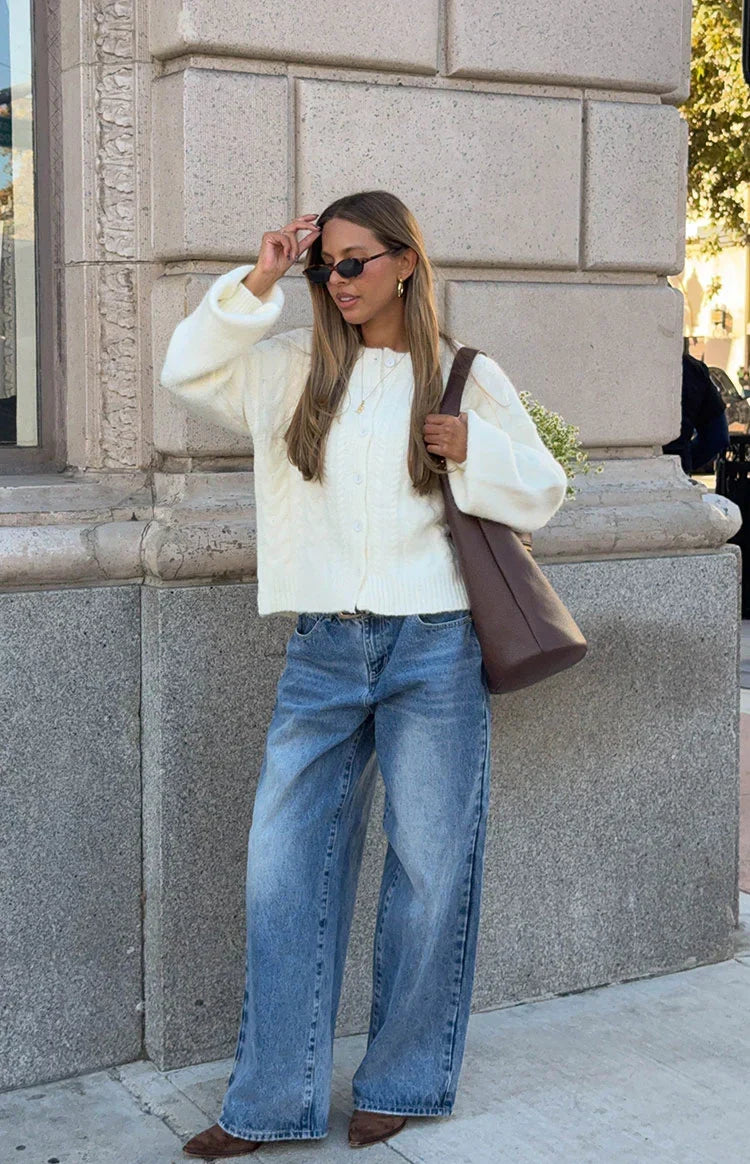 Percy Cream Cable Knit Cardigan