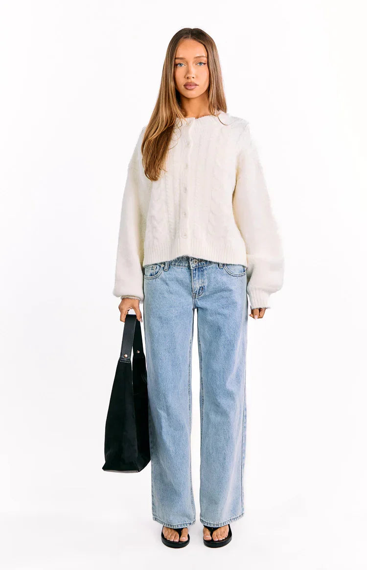 Percy Cream Cable Knit Cardigan