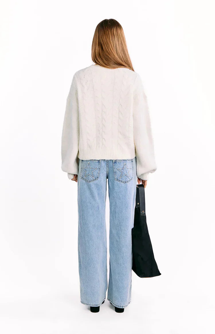 Percy Cream Cable Knit Cardigan